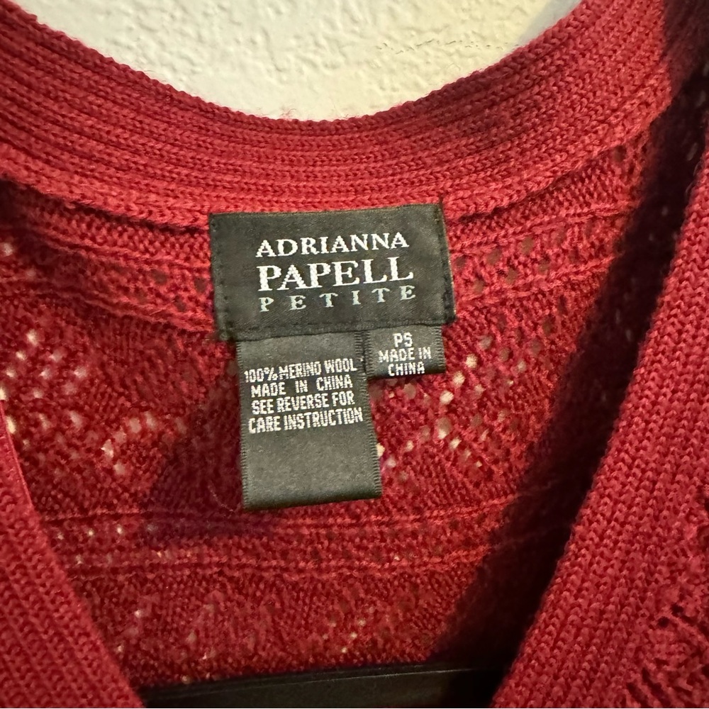 Adrianna Papell Knit 100% Merino Wool Lined Sweater Dress in Deep Red. S… - Picture 2 of 15